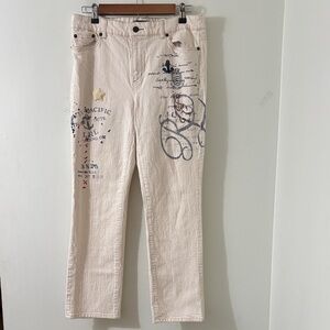 LRL Lauren Jeans Co Ralph Lauren Denim Jeans Cream color Straight Leg Size 8